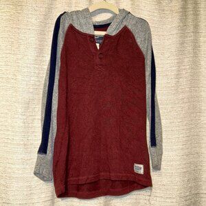 OshKosh B'gosh Kid's Active Pullover Hoodie, Red Gray Long Sleeve Shirt, Size 7